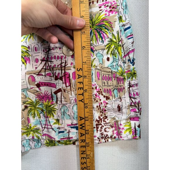 J.Crew Women's Tropical Palm Trees Print Casual Panel Button Shorts Size 4 White - Picture 6 of 12